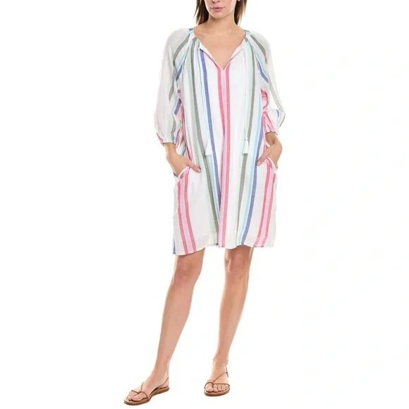 TOMMY BAHAMA Multi Stripe Dobby Tunic Swim Coverup Size Medium - Picture 2 of 13